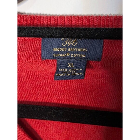 Brooks Brothers Mens Red V Neck Supima Cotton Sweater XL Long Sleeve christmas - Picture 2 of 5